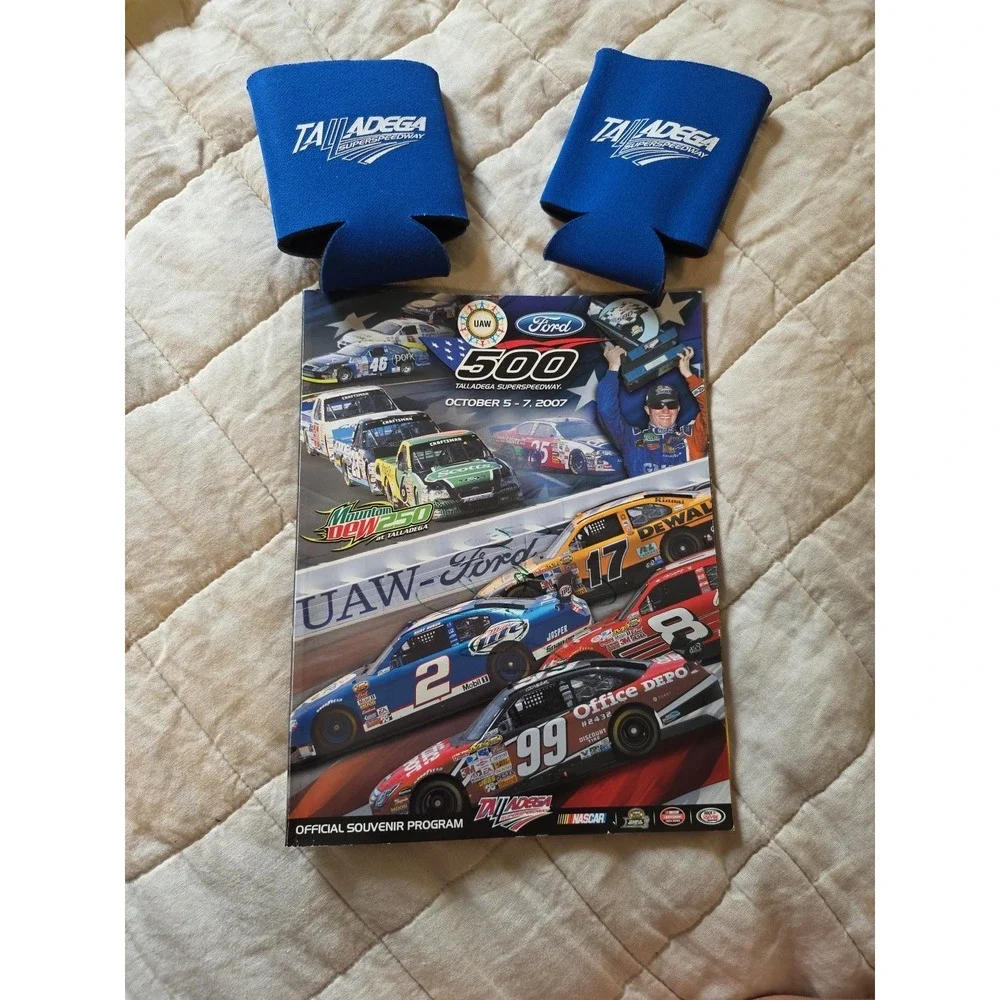 NASCAR Ford 500‎ Talladega Speedway 07 Magazine With Autograph And 2 Koozies